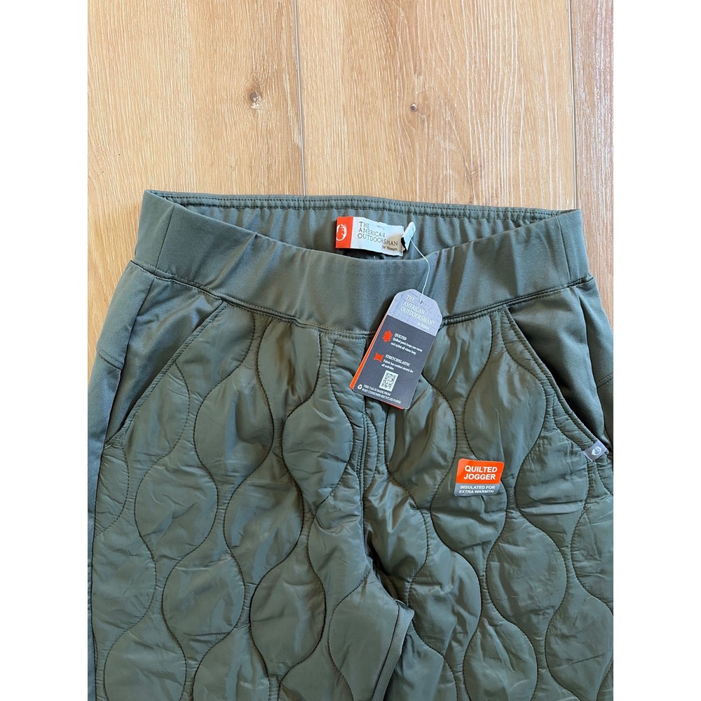 The American Outdoorsman Quilted Jogger Olive Green Insulated Pants Womens Large - Picture 2 of 7
